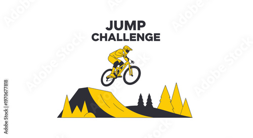 Mountain Bike Jump Challenge Illustrative Graphic for Sports Competitions and Fitness