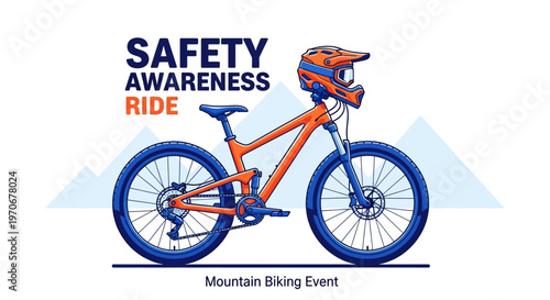 Mountain Biking Safety Ride Illustration for Event Promotion and Public Awareness