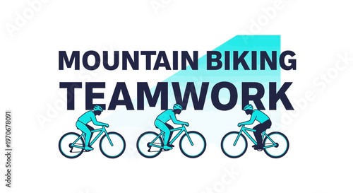 Mountain Biking Teamwork Concept Depicted Through Cyclists on White Background