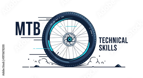 MTB Technical Skills: Bicycle Wheel Vector Illustration for Mountain Biking Enthusiasts