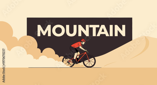 Mountain Biking Adventure, Silhouette, Outdoors, Sport, Graphic, Illustration Design