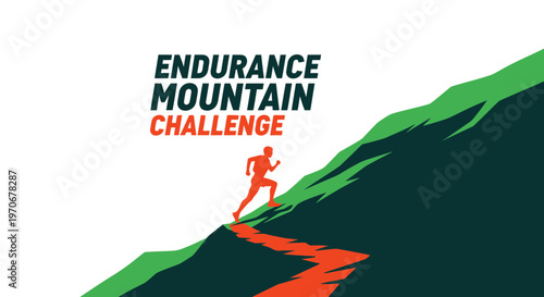 Mountain Endurance Challenge: A Dynamic Design Depicting Peak Performance and Athletic Endeavor
