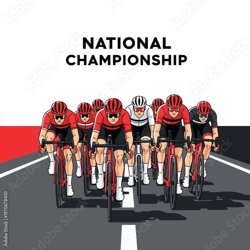 National Championship Cyclists Racing Intense Competition On Road
