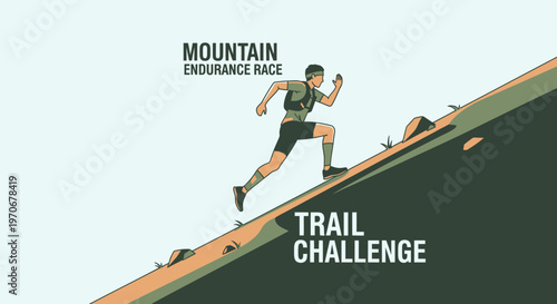 Mountain Endurance Race Trail Challenge Depicting Athleticism, Perseverance and Determination