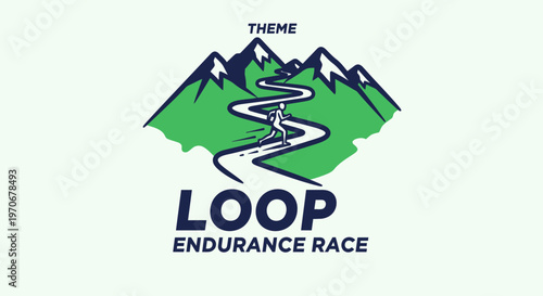 Mountain Loop Endurance Race Emblem Depicting Runner Amidst Rugged Terrain