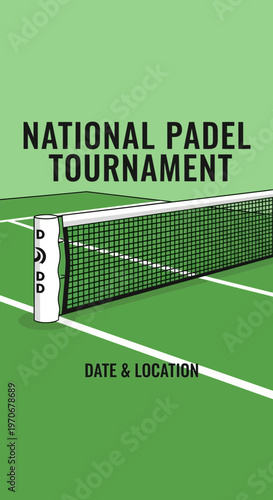 National Padel Tournament Announcement: Green Court Illustration, Date and Location Details