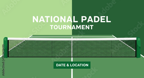 National Padel Tournament Announcement with Court Illustration Design for Sports Events