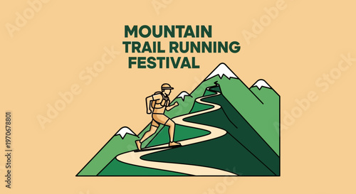 Mountain Trail Runner Navigating a Winding Path to Triumph at the Festival Event