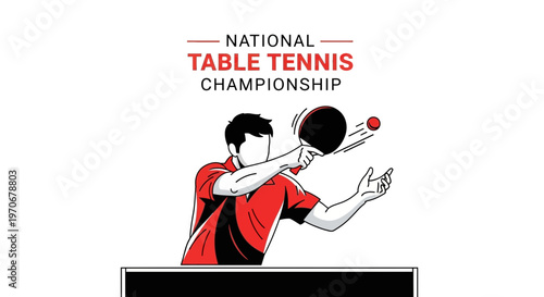 National Table Tennis Championship: Player in Action Serving the Ball in Match Competition