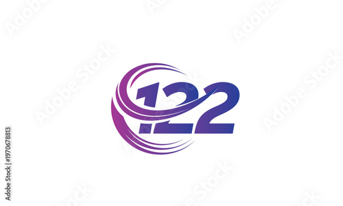122 Number Logo Design with Purple Gradient Swirl Circle