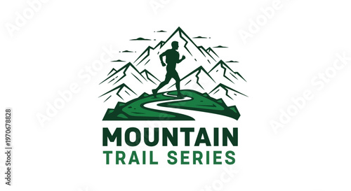 Mountain Trail Series Logo Depicting A Silhouette Runner And Majestic Mountains