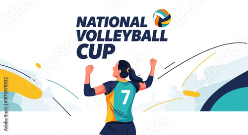 National Volleyball Cup Victory Celebration With Player In Uniform