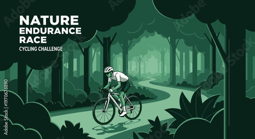 Nature Endurance Race Cycling Challenge In Lush Forest Scene