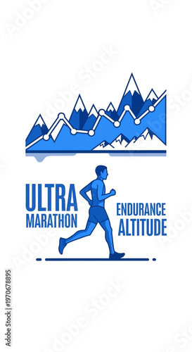 Mountain Ultra Marathon Endurance Athlete Running Through Scenic Peaks