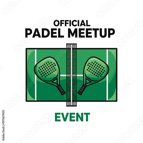 Official Padel Meetup Event Graphic With Rackets And Court
