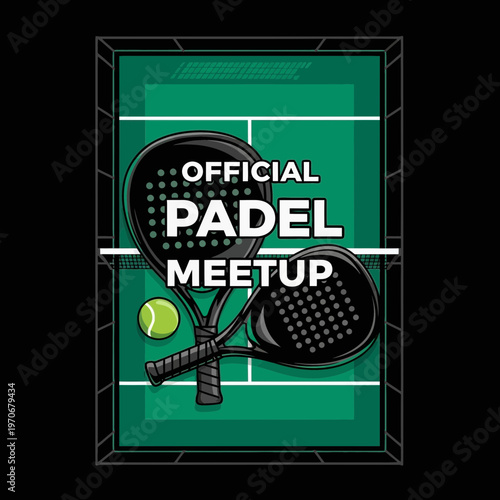 Official Padel Meetup Event Graphic With Racquets And Ball
