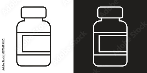 minimalist pill bottle prescription medicine container flat design vector illustration