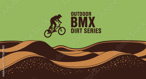 Outdoor BMX Dirt Series Action: Silhouette of a Rider Soaring in Mid-Air