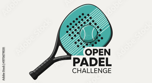 Open Padel Challenge: Vibrant Illustration Showcasing Sport Equipment and Competition