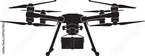 Delivery drone vector icon, modern quadcopter with package, aerial logistics and shipping technology illustration. Unmanned aerial vehicle for express delivery service