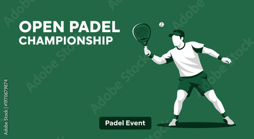 Open Padel Championship Announcement Graphic Minimalist Sport Design