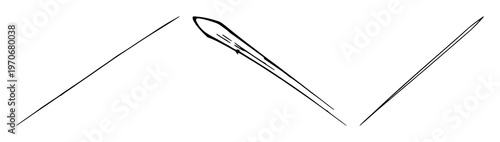 Comet set with a long tail and simple black outline design featuring celestial body, astronomy, space with cosmic and stellar elements