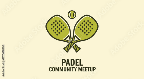 Padel Community Meetup Icon Graphic Sport Equipment Theme