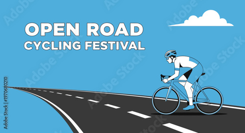 Open Road Cycling Festival Graphic With Cyclist On A Winding Path