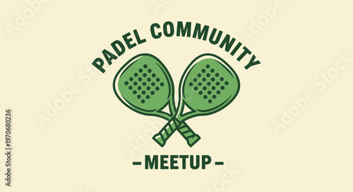 Padel Community Meetup Logo Design With Crossed Rackets