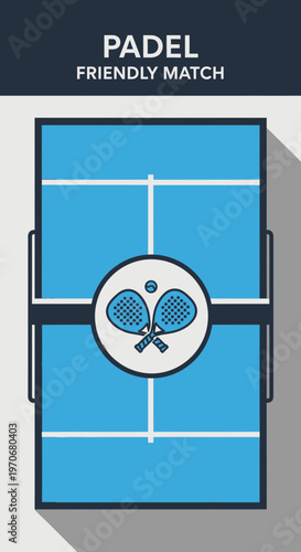 Padel Court Illustration Friendly Match Sport Icon Design