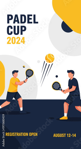 Padel Cup 2024 Event Announcement Poster Vibrant Action Shot