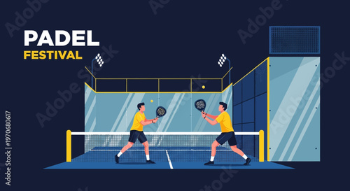 Padel Festival Sports Competition Dynamic Action Illustration