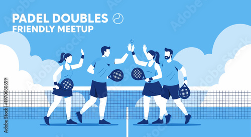 Padel Doubles Friendly Meetup Sport Event Illustration