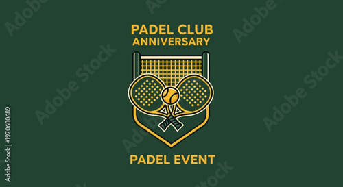 Padel Club Anniversary Celebration Event Logo Design