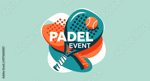 Padel Event Banner: Rackets And Balls In A Modern Colorful Abstract Design