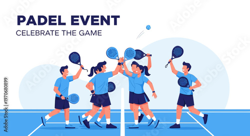 Padel Event Celebration And Competition With Diverse Players And Enthusiastic Vibes