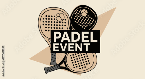 Padel Event Graphics With Rackets And Balls For Sports Promotion