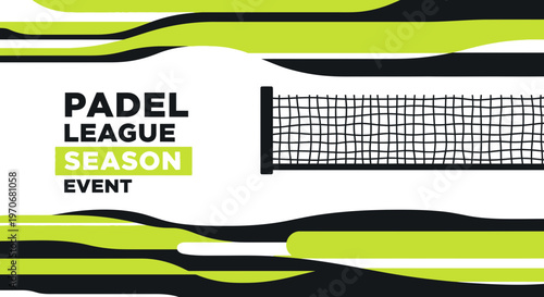 Padel League Season Event Graphic Design Banner With Net Illustration