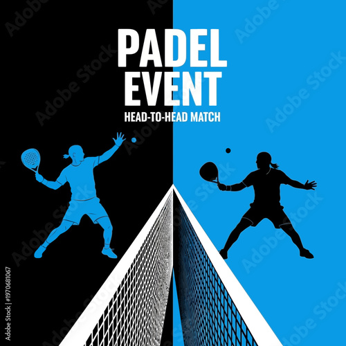 Padel Event Head To Head Match Dynamic Sports Silhouette Graphic