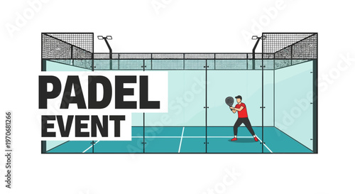 Padel Event On A Modern Court With Player Illustration