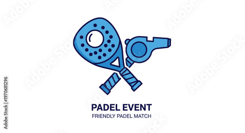 Padel Match Icon Illustrating a Friendly Game with Referee Whistle and Racket