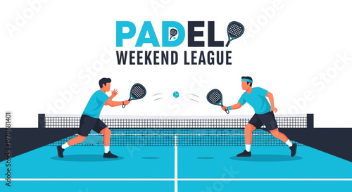 Padel Match: Weekend League Competition with Energetic Players and Dynamic Action