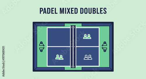 Padel Mixed Doubles Game Strategy Court Layout Illustration