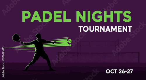 Padel Nights Tournament Graphic Design Event Invitation For Competitions And Games