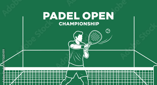 Padel Open Championship Active Sports Tournament Illustration Minimalist Design