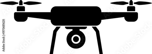 Drone quadcopter icon silhouette vector illustration featuring aerial photography motifs, surveillance design, mechanical structure, and modern technology symbol