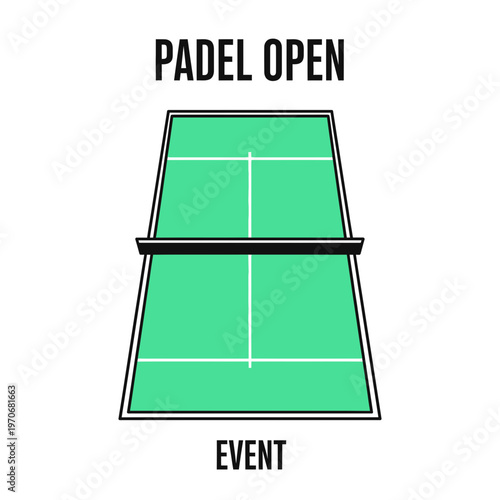 Padel Open Event Graphic Representation Minimalist Sport Competition Court Illustration