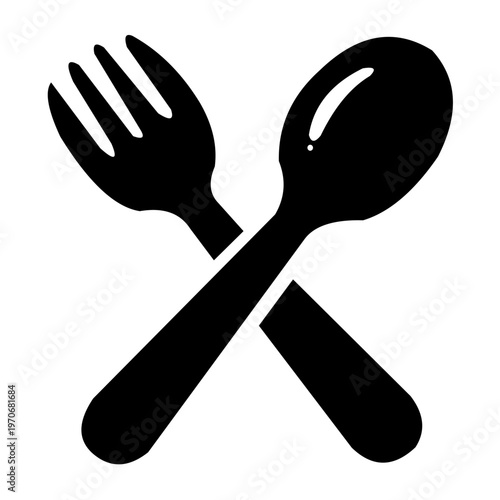 Fork spoon icon dining utensil simple illustration