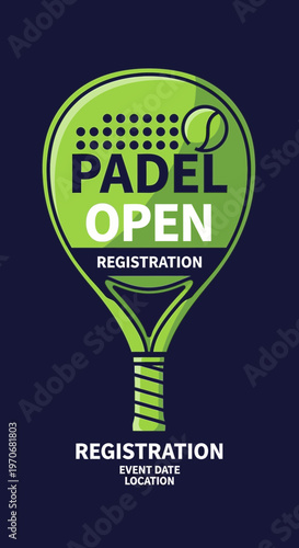 Padel Open Registration Sports Event Announcement Graphic