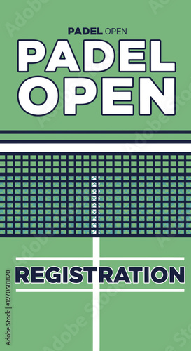 Padel Open Registration Sports Tournament Graphic Event Announcement